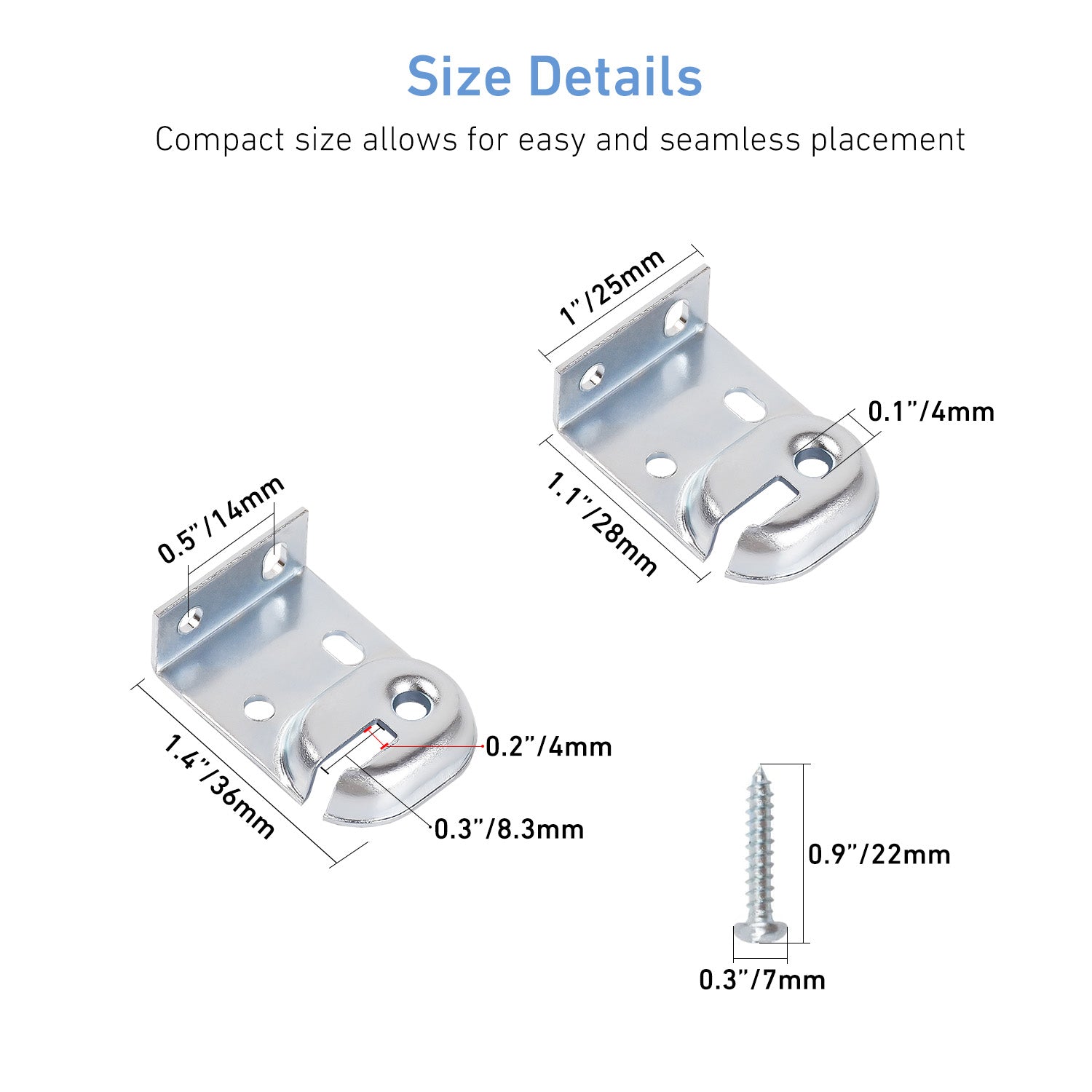 Spring Roller Shade Brackets for 1" Cardboard Roller Shades- Inside/Outside Mount - Fits Most Standard Roller Shades - 6 Pack (Zinc)