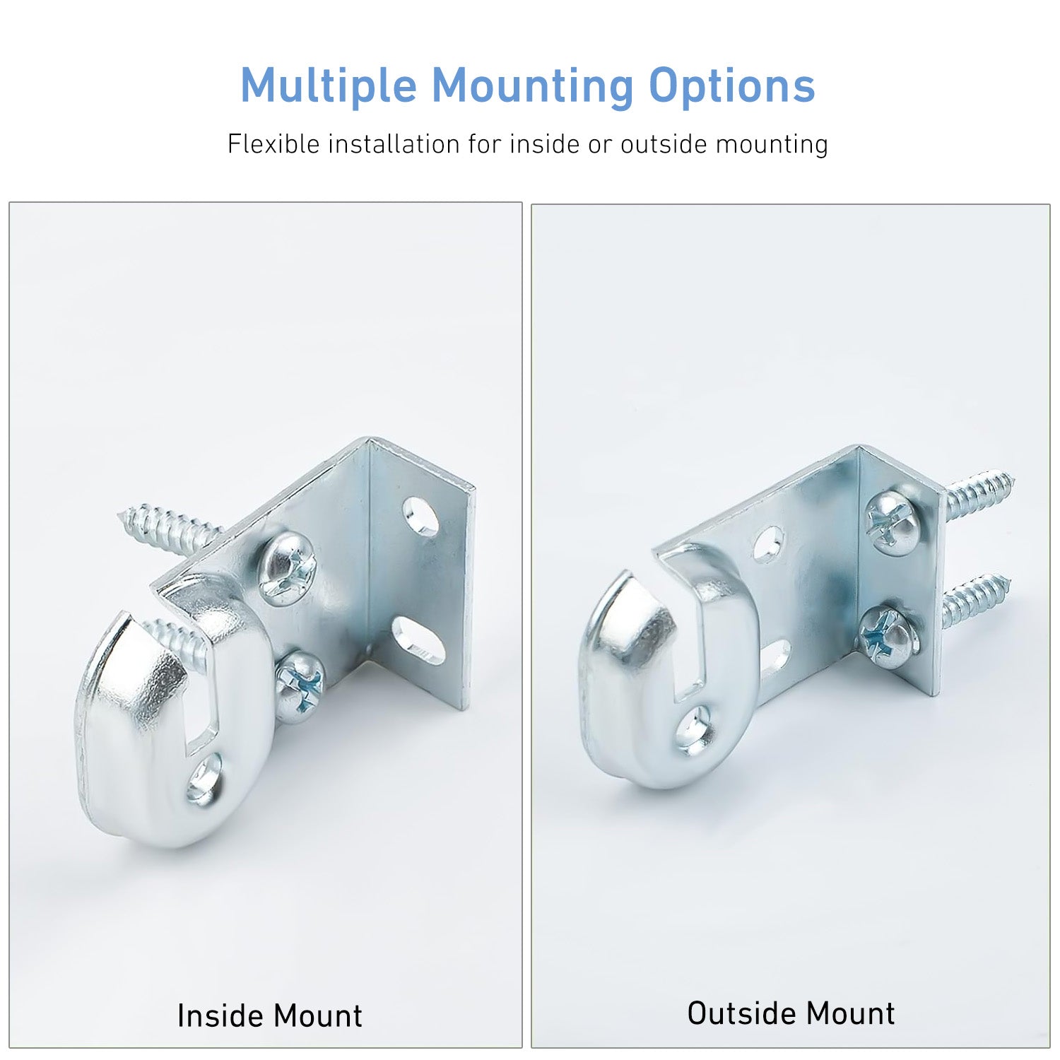 Spring Roller Shade Brackets for 1" Cardboard Roller Shades- Inside/Outside Mount - Fits Most Standard Roller Shades - 6 Pack (Zinc)