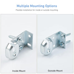 Spring Roller Shade Brackets for 1" Cardboard Roller Shades- Inside/Outside Mount - Fits Most Standard Roller Shades - 6 Pack (Zinc)