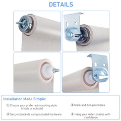 Spring Roller Shade Brackets for 1" Cardboard Roller Shades- Inside/Outside Mount - Fits Most Standard Roller Shades - 6 Pack (Zinc)