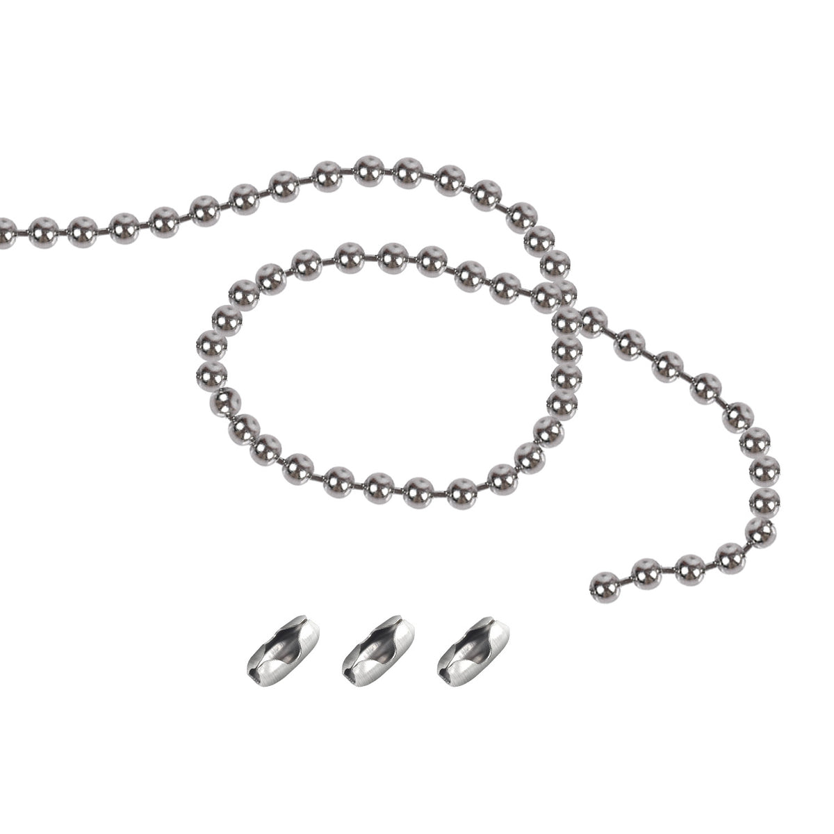 #10  Stainless Steel Bead Chain for Blinds - 1.2M (47inch) Replacement Chain for Roller Shades & Vertical Blinds - Includes 3 Metal Connectors - Rust-Resistant & Durable
