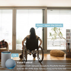 ZigBee Rechargeable Motor Alexa Directly Connect, No HUB Required, Zigbee Roller Shades/Blinds Motor for 1.5" Roller Shade Tube