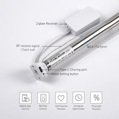 ZigBee Smart Blind Motor, built-in battery, fits 17/25/28mm tubes, app/voice/remote control