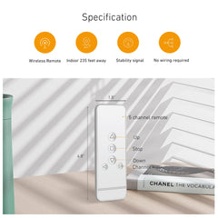 RF 433.92 Remote Control for Windows Motorized Shades and Blinds, 5 Channel Transmitter, White