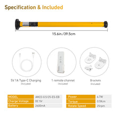 Bluetooth Alexa Blinds Motor Smart Blinds Motor for 1.25 Inch Blind Motor Tube Build with Bluetooth,  Rechargeable Shade Motor Campitable with Alex, Google Home, No hub required