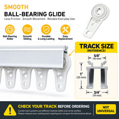 Curtain Ball Bearing Carriers, 30 Pack Drapery Track Rollers