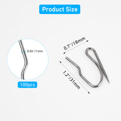 Stainless Steel Curtain Hooks - Rustproof Silver Hooks for Door/Shower/Window Curtains-100Pcs (Silver)