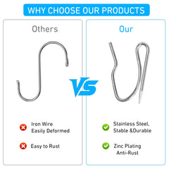 Stainless Steel Curtain Hooks - Rustproof Silver Hooks for Door/Shower/Window Curtains-100Pcs (Silver)