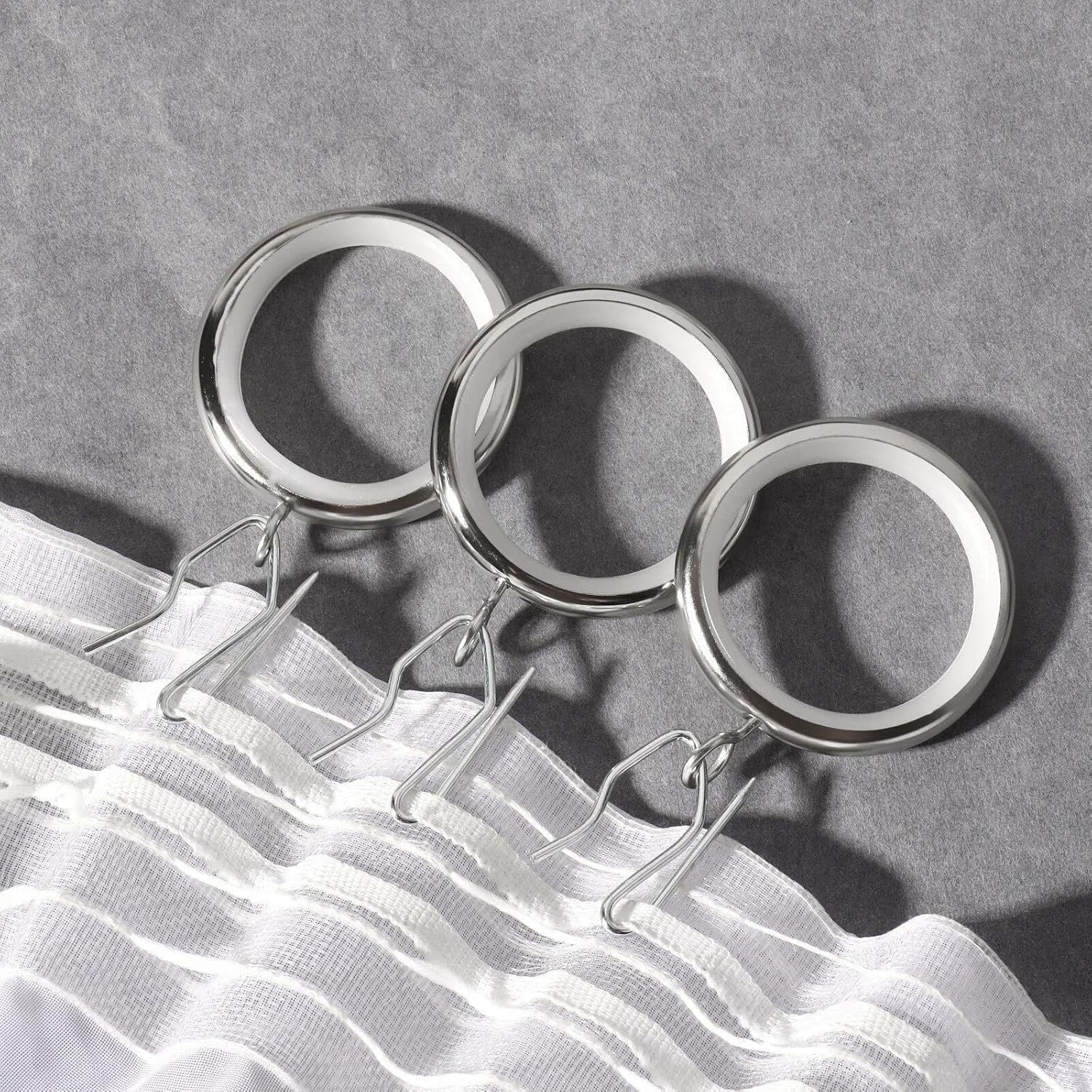 Stainless Steel Curtain Hooks - Rustproof Silver Hooks for Door/Shower/Window Curtains-100Pcs (Silver)