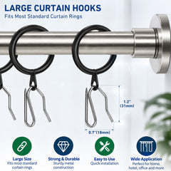 100 Pack Curtain Hooks, Stainless Steel Pin-On Drapery Hooks for Curtains