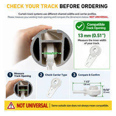 Curtain Ball Bearing Carriers, 30 Pack Drapery Track Rollers