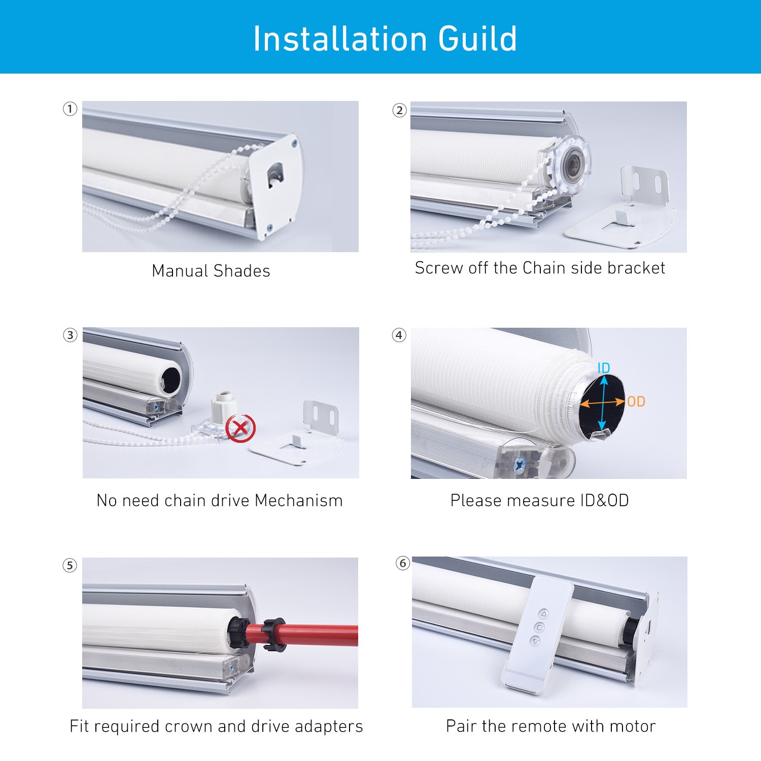 EY2512 Tubular Motor – 0.7N·m Torque, 34 RPM, 110V – Wired Remote for 38mm Roller Blind Tube – Durable Motorized Shade Driver