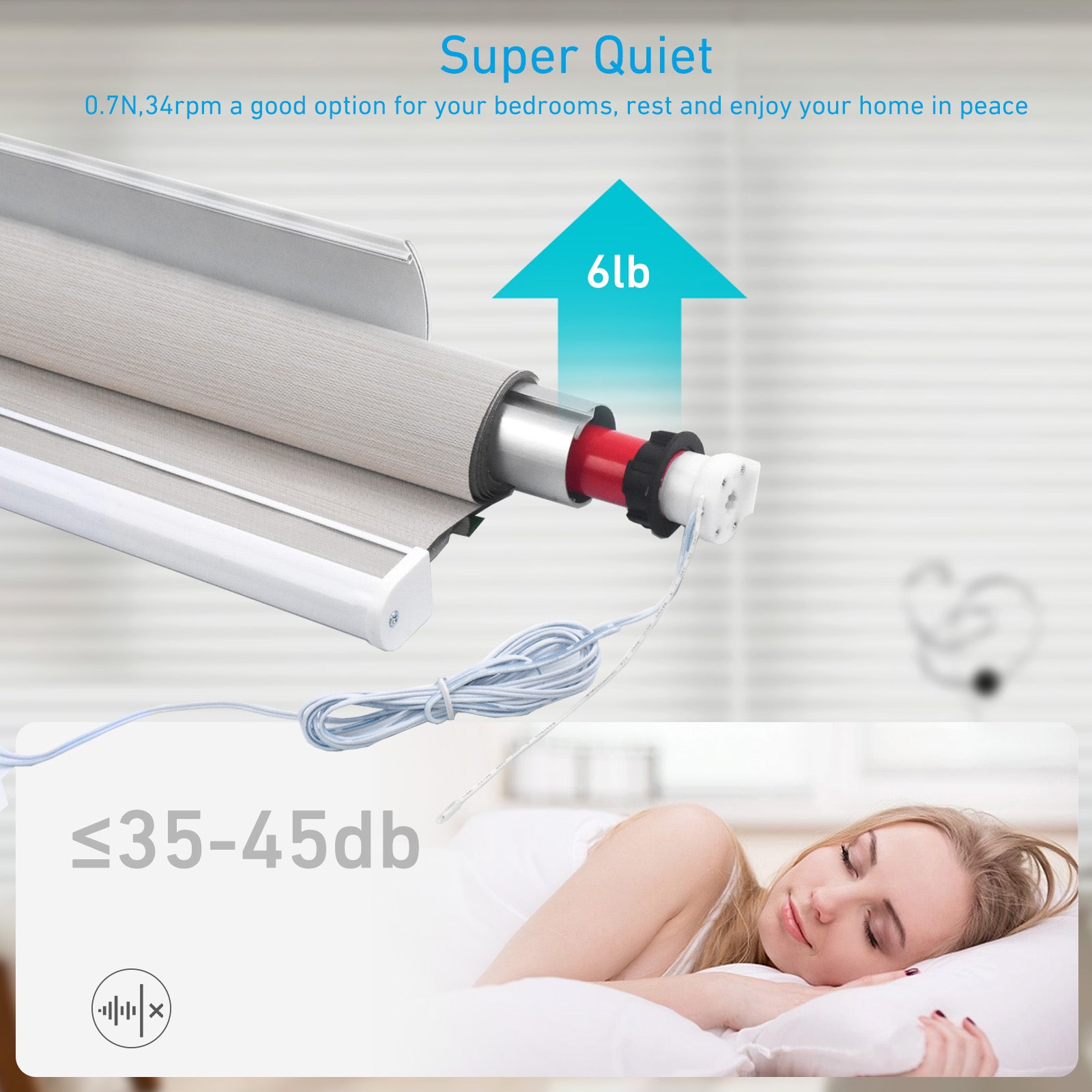 EY2512 Tubular Motor – 0.7N·m Torque, 34 RPM, 110V – Wired Remote for 38mm Roller Blind Tube – Durable Motorized Shade Driver