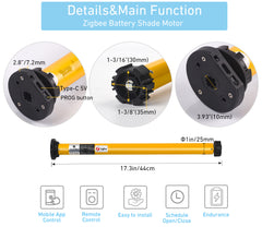 Zigbee Blinds Motor Rechargeable,Smart motor for 1.5" roller blinds,work with Alexa,Googlehome,Smartthing