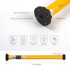 Zigbee Blinds Motor Rechargeable,Smart motor for 1.5" roller blinds,work with Alexa,Googlehome,Smartthing